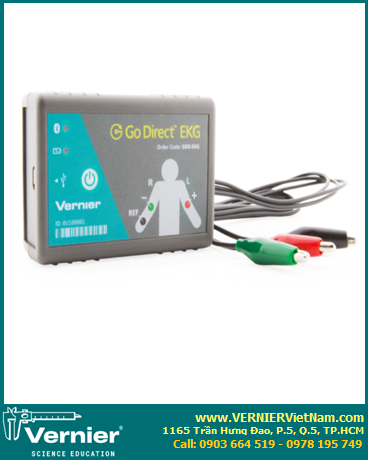 GDX-EKG, Cảm biến Điện Tâm Đồ (ghi lại tín hiệu điện tạo ra trong quá trình co bóp Tim, Cơ), Bluetooth, Cáp USB [Go Direct® EKG [GDX-EKG] hiệu VERNIER 